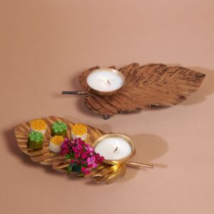 Tropical Leaf Candle Platter