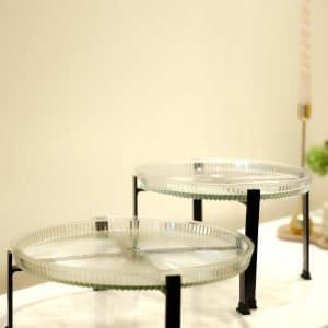 Bella Fluted Glass Platters - Black